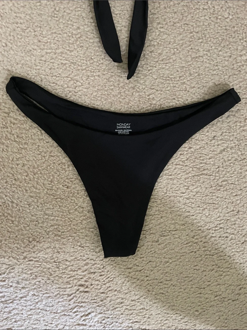 NWOT Monday Swimwear Black Halter Micro/Thong Bikini -Small